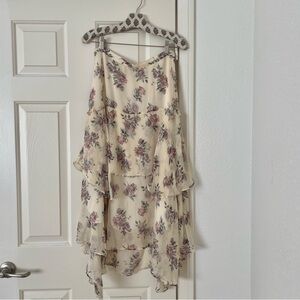 Loveshackfancy floral silk midi skirt